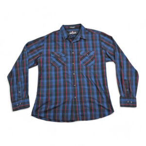 Airwalk Shirt Adult LARGE Blue Black Red Plaid Button Down Skater Sakteboard